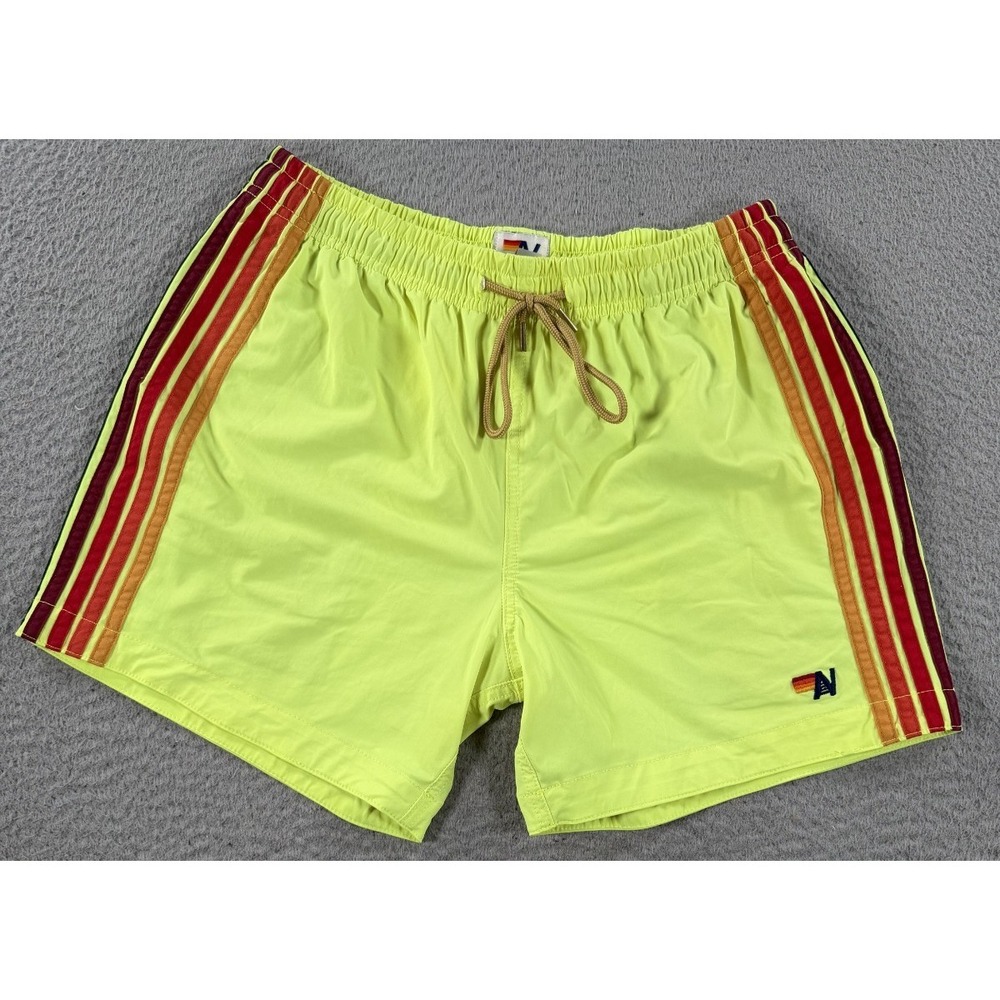 Aviator Nation Shorts Mens 30 Neon Flex Drawstring 4.5" in Made in California